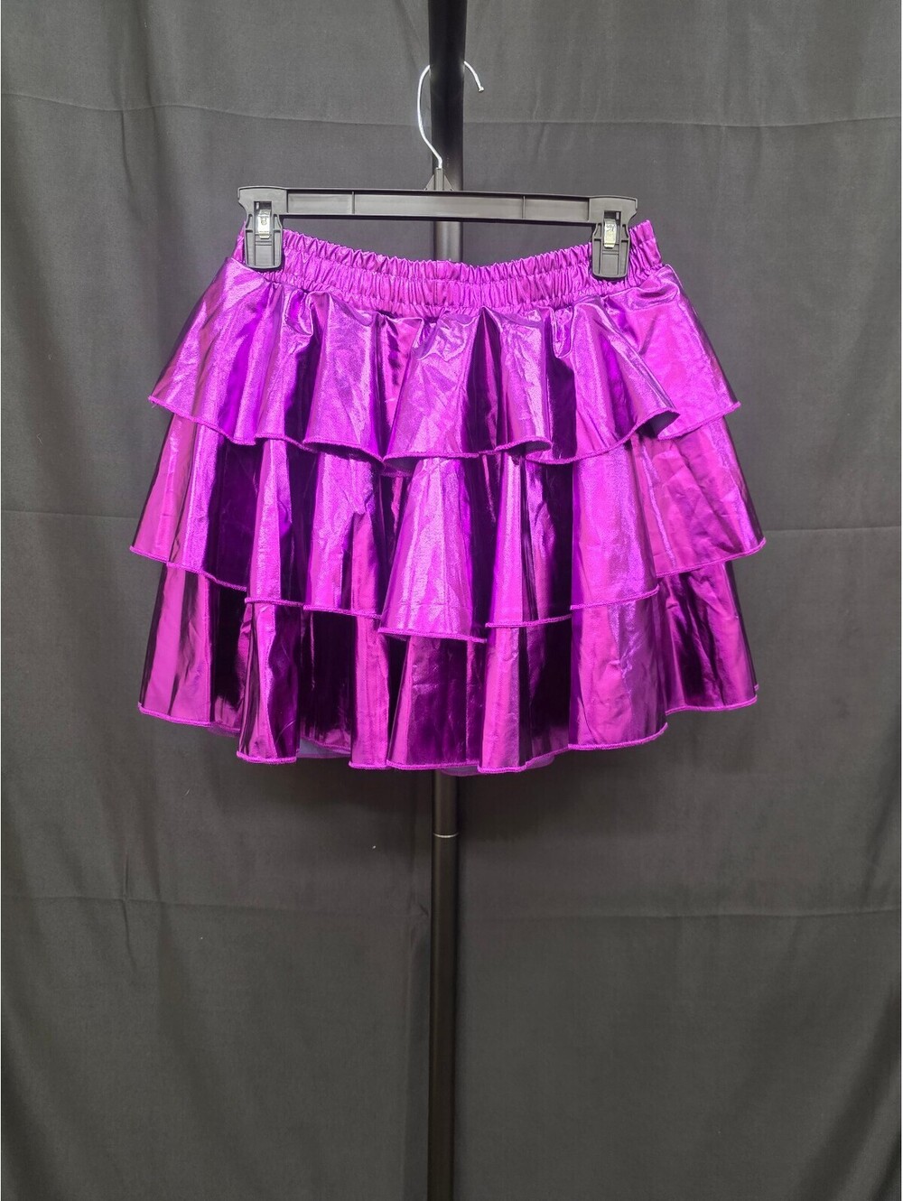 GIRLS METALLIC 3‑LAYER RUFFLE SPARKLY DANCE PARTY SKIRT SIZE 14‑16